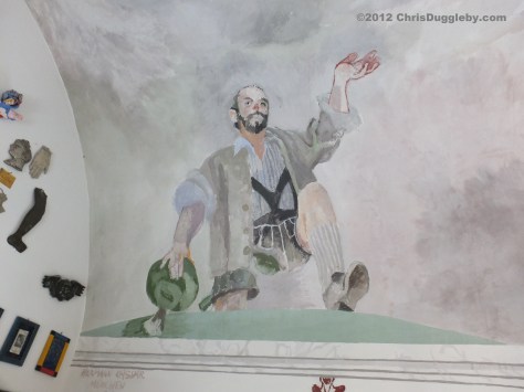 Marienkapelle ceiling fresco of man in Lederhosen