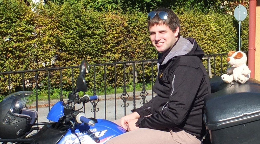 Pascal Duggleby picks up a hitchhiker (RISKKO) on his Quadbike