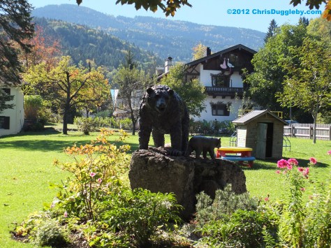 View from restaurant garden of Baerenstubn in Bad Feilnbach View from restaurant garden of Baerenstubn in Bad Feilnbach
