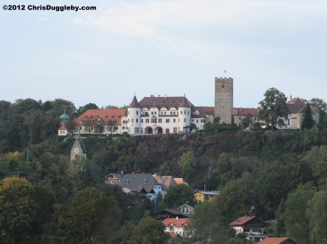 Close up full-frontal view of Schloss Neubeuern from the direction of the Austrian Tyrol Close up full-frontal view of Schloss Neubeuern from the direction of the Austrian Tyrol