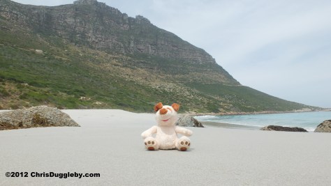 The larger beach at Sandy Bay on a cloudy day