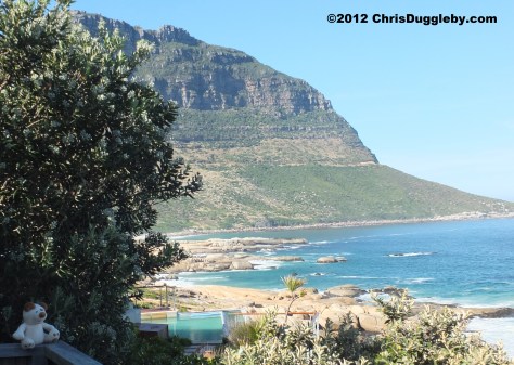 RISKKO admires the view of Karbonkelberg Mountain to the left of our balcony