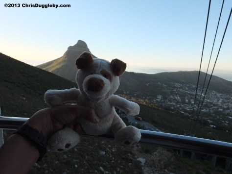 RISKKO gets his tummy tickled in the Cable Car and nearly has a little accident out of the window.