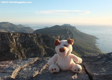 Once he gets to the top of Table Mountain RISKKO takes a rest and enjoys the view