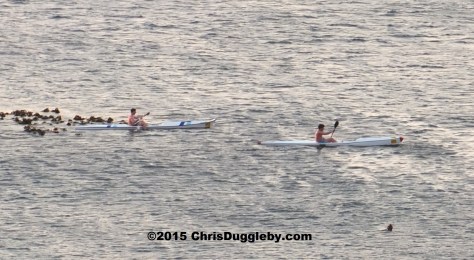2 The two canoeists starring in this week's blog on their way back from Sandy Bay beach (via Sunset Rocks) 
